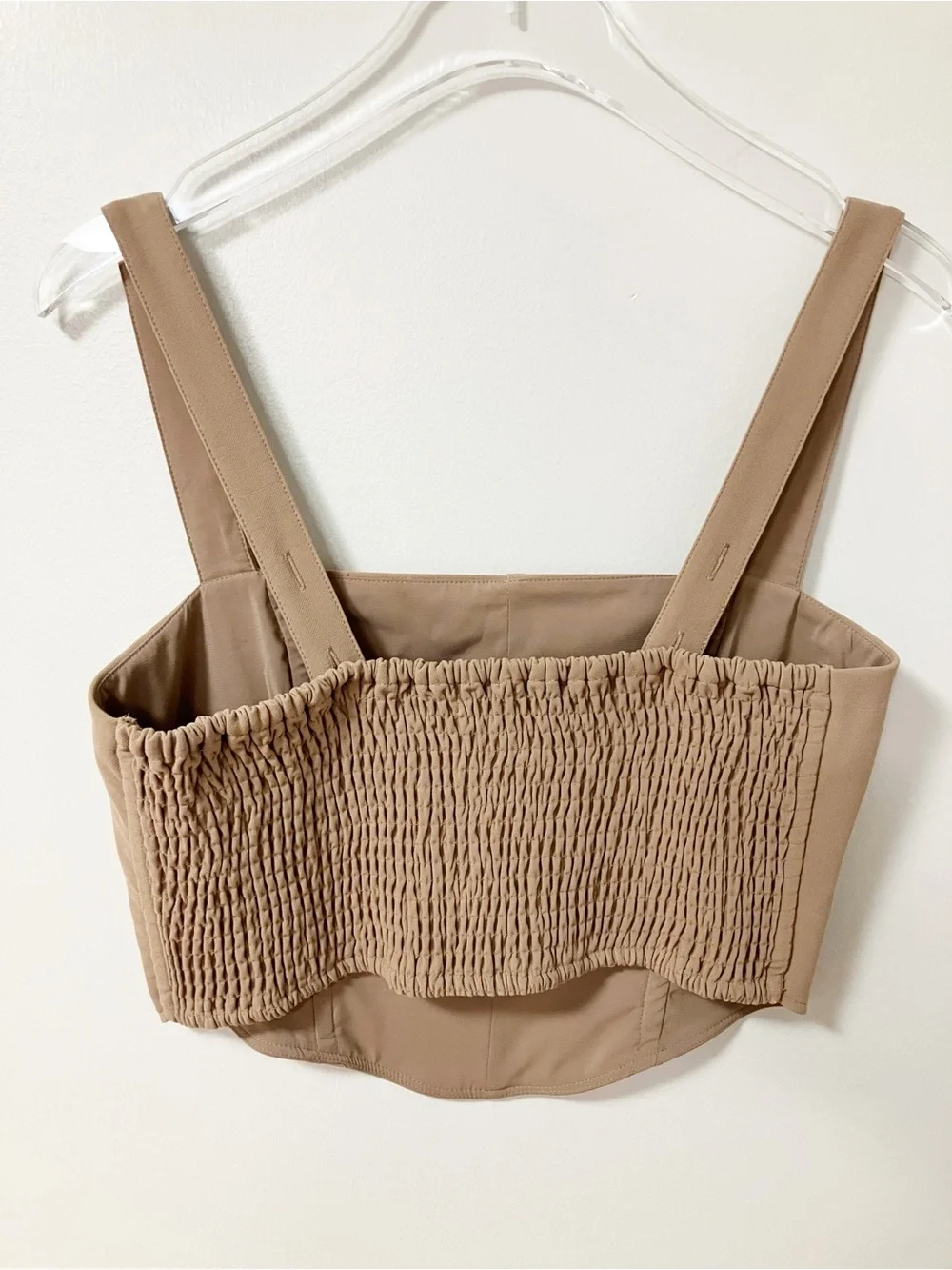 Abercrombie & Fitch | Tan Sculpture Corset Tank Top L Chic Minimalist Neutral